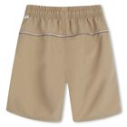 Boys Beige Logo Swim Shorts, 1, hi-res