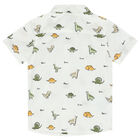 Younger Boys White Dinosaur Shirt, 1, hi-res