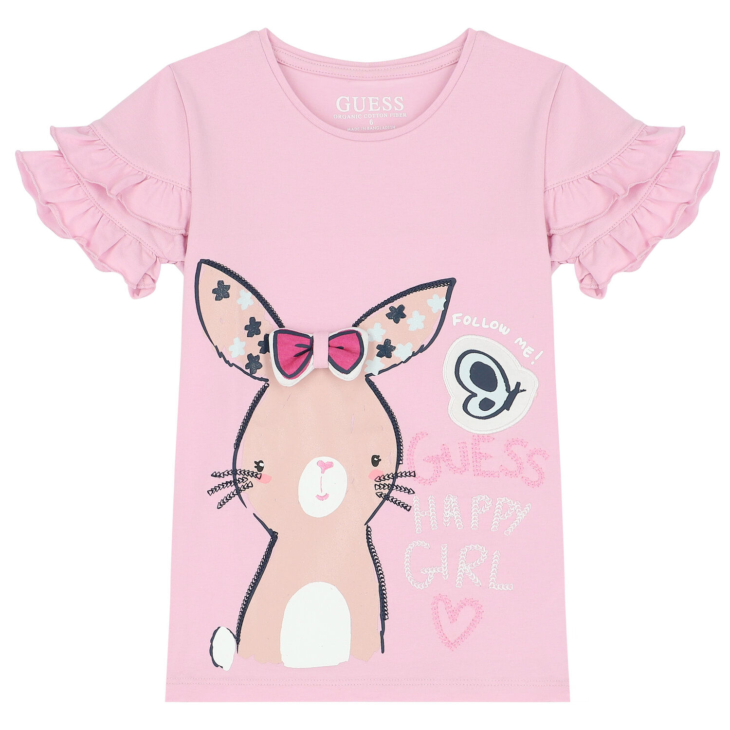 Girls Pink Bunny Logo T-Shirt, 1, hi-res