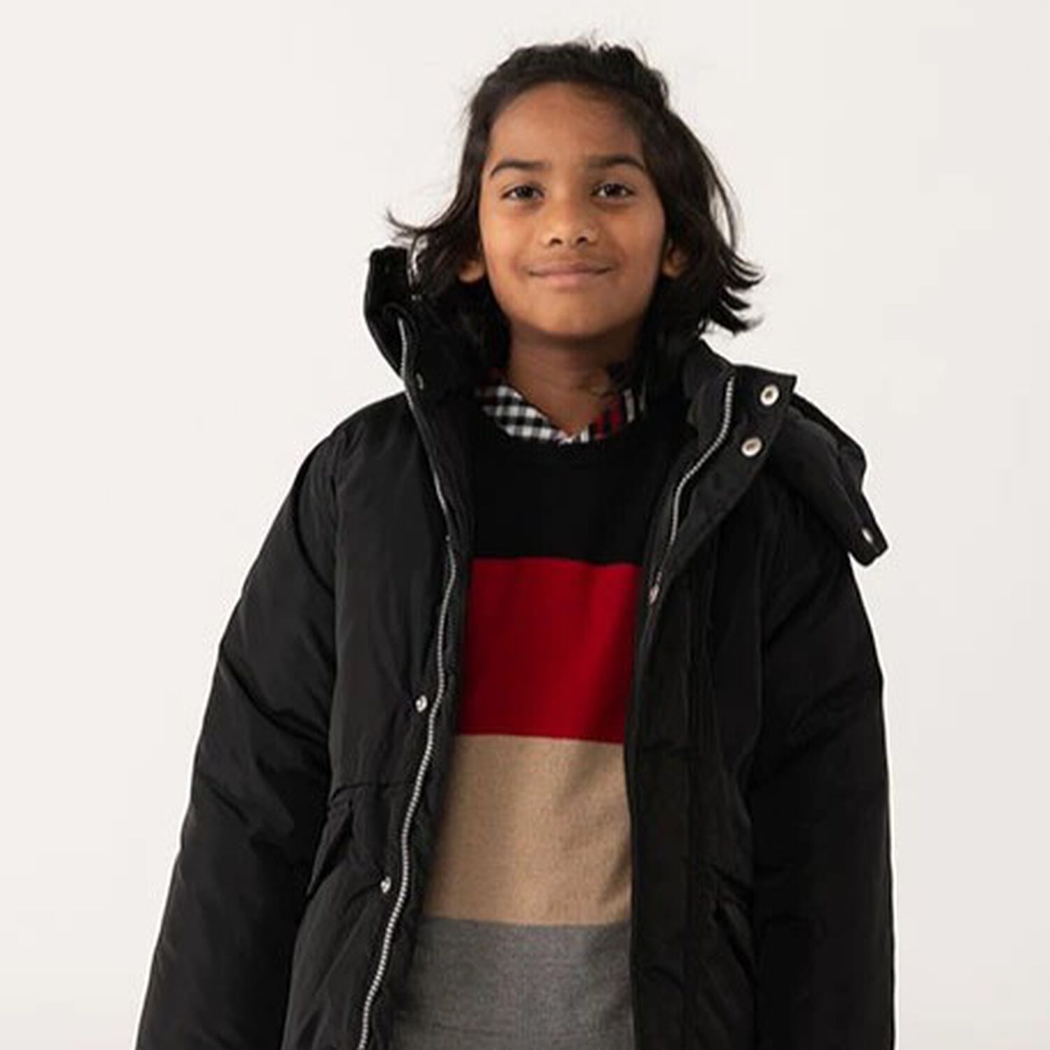 Boys Black Padded Puffer Jacket, 1, hi-res
