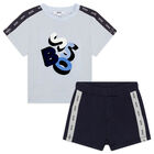 Baby Boys Blue Shorts & T-Shirt Set, 2, hi-res