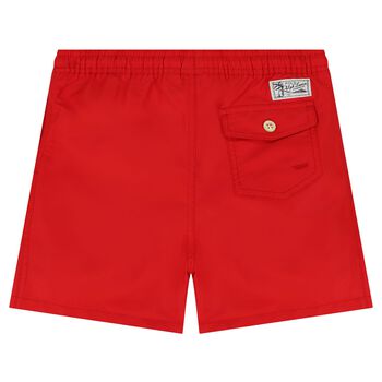 Boys Red Logo Swimshorts