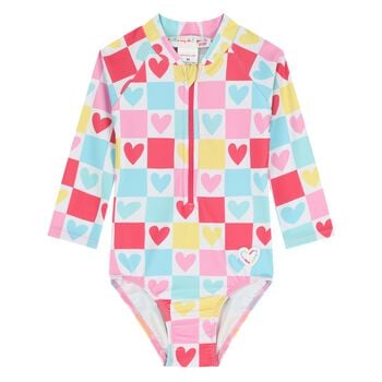 Younger Girls Multi-Coloured Heart Swimsuit