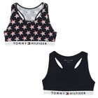 Girls Navy Logo Bra Tops (2-Pack), 2, hi-res