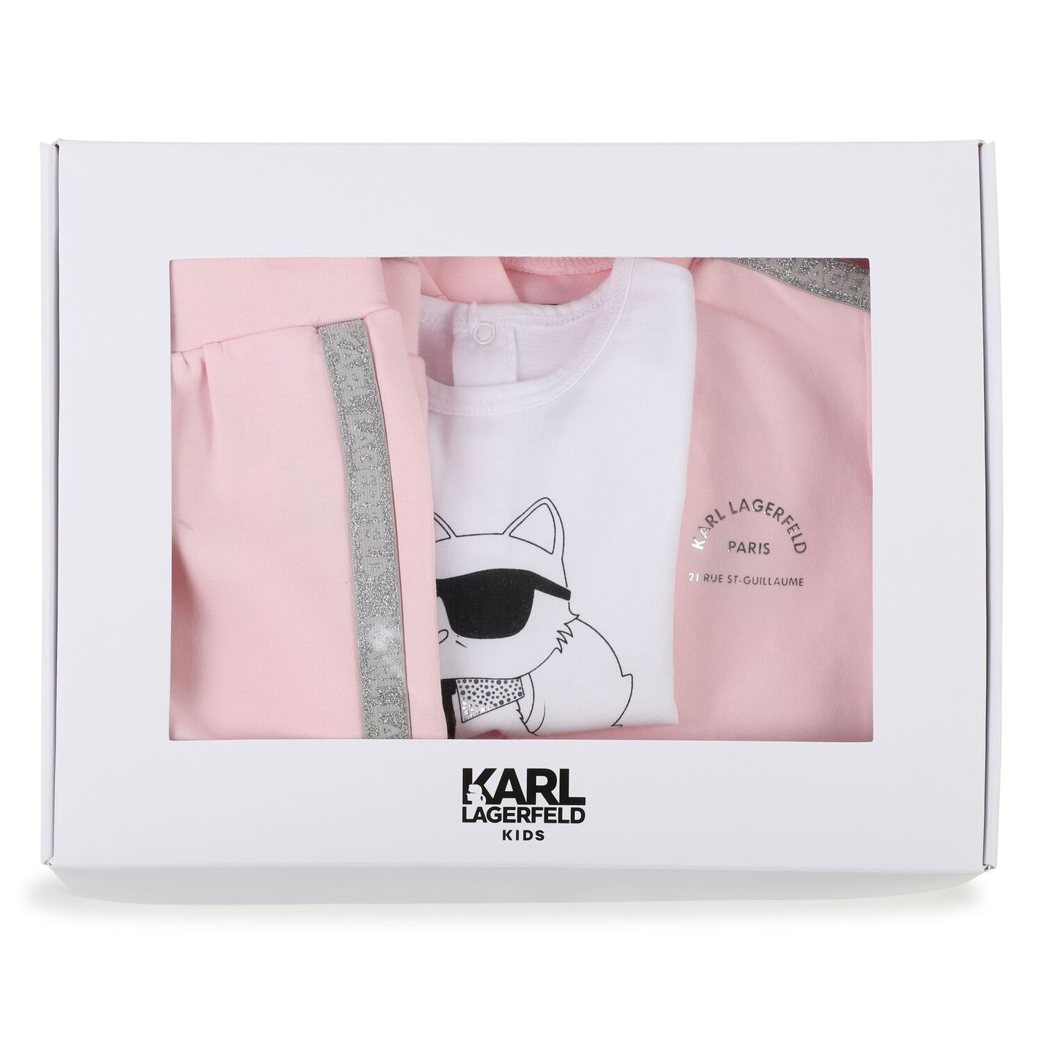 Girls Pink & White Logo Tracksuit Set, 1, hi-res image number null