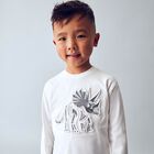 Boys White Dinosaur Long Sleeve Top, 1, hi-res
