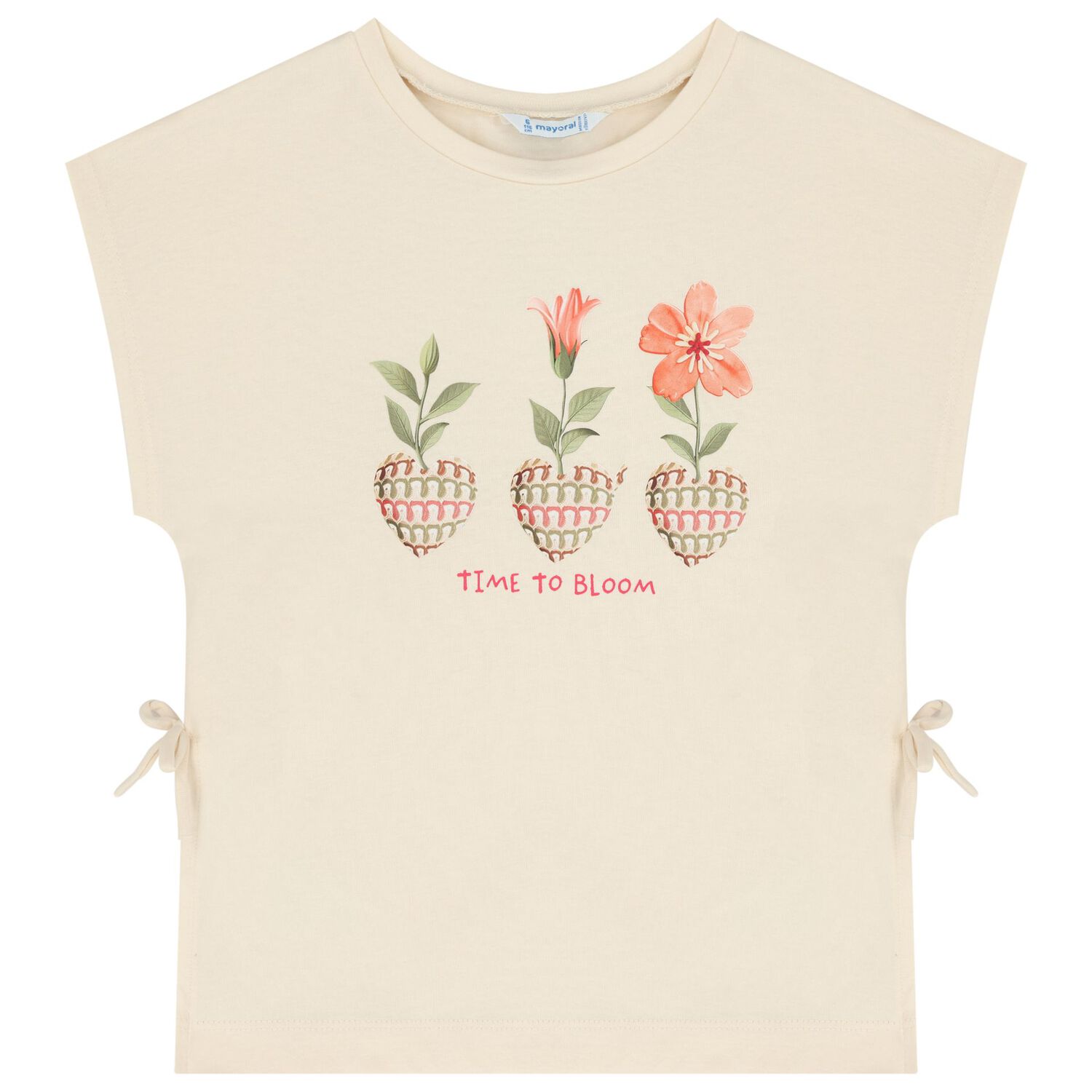 Girls Beige Flower Leggings Set, 1, hi-res