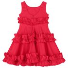 Girls Red Ruffled Dress, 1, hi-res