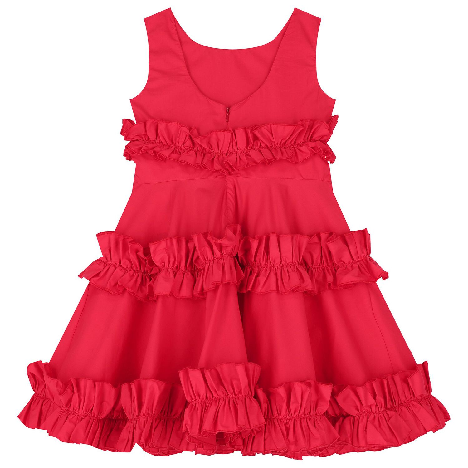 Girls Red Ruffled Dress, 1, hi-res
