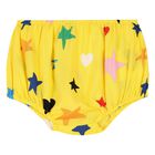 Younger Girls Yellow Cotton Star Print Dress Set, 1, hi-res