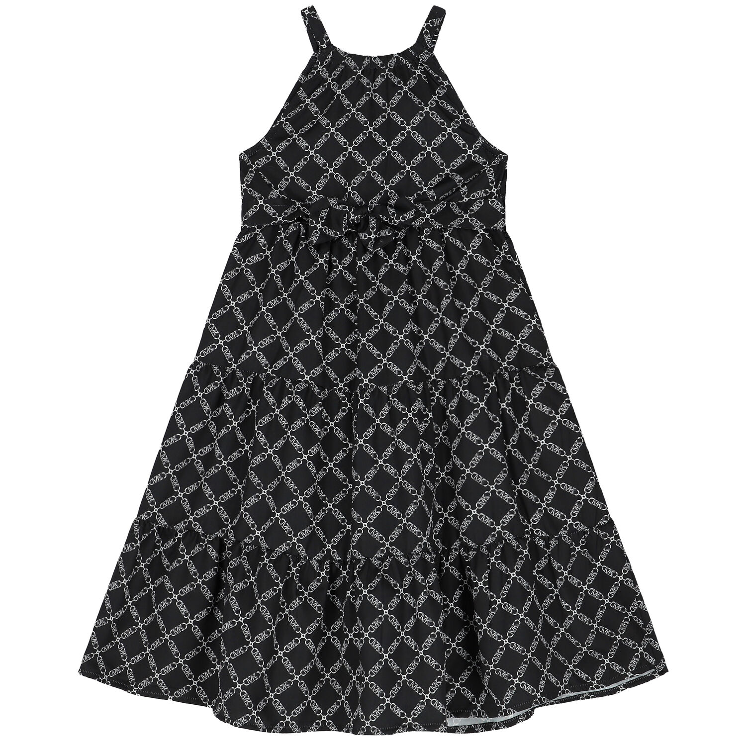 Girls Black Chain Logo Dress, 1, hi-res