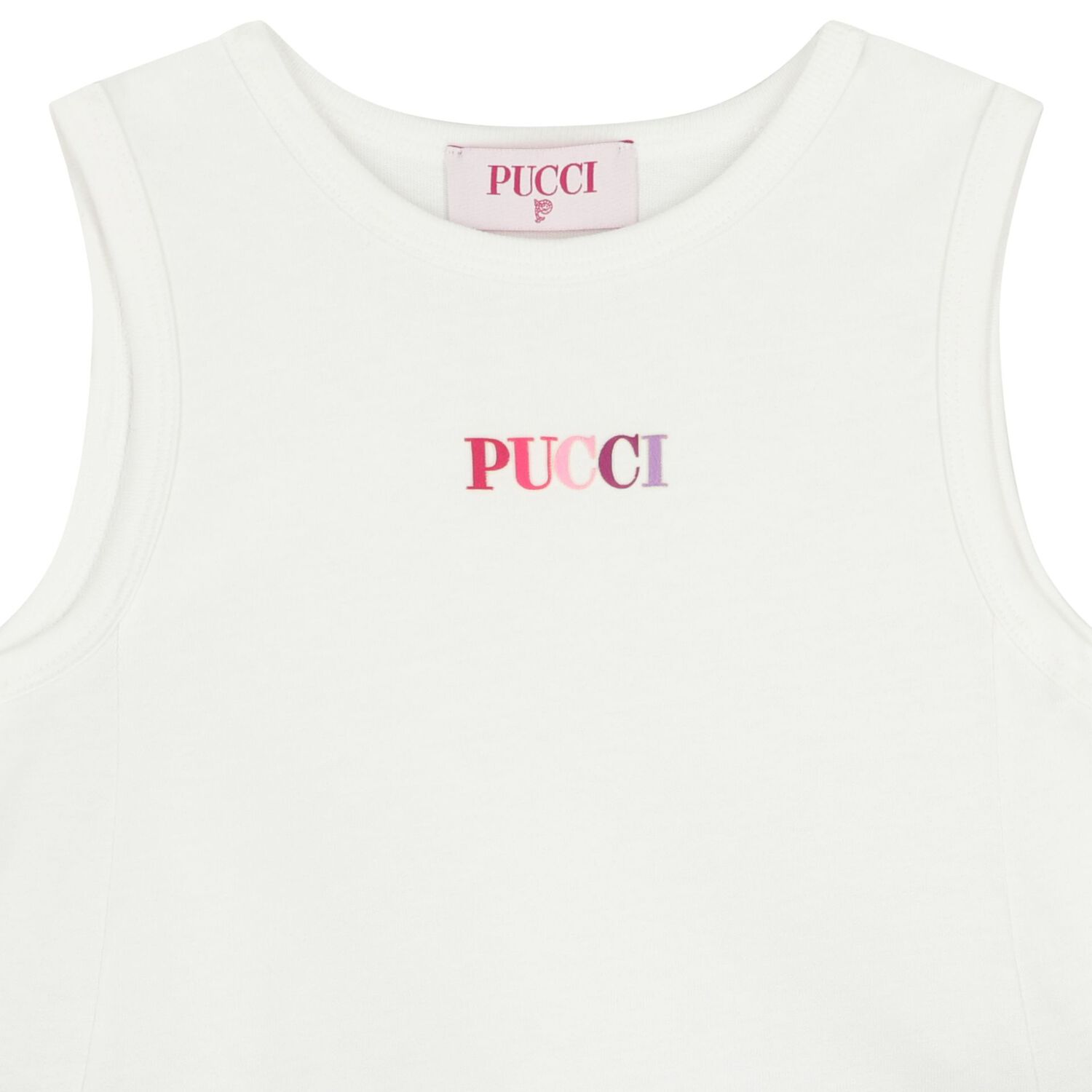 Girls White & Pink Logo Flared Dress , 1, hi-res