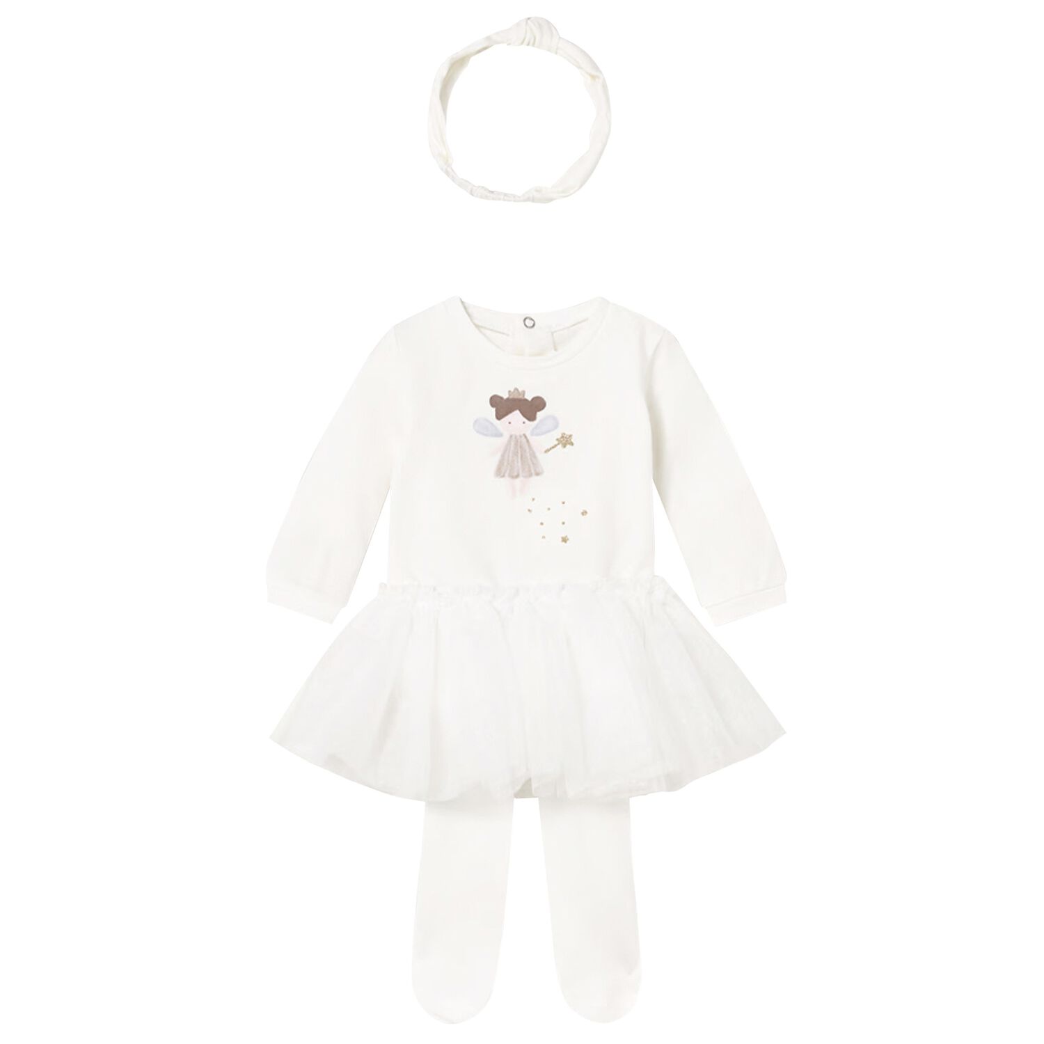 Baby Girls White 3 Piece Bodysuit & Tutu Set, 3, hi-res image number null