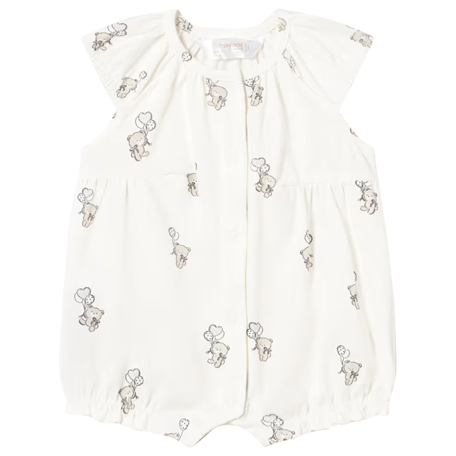 Ivory Teddy Bear Baby Romper, 2, hi-res