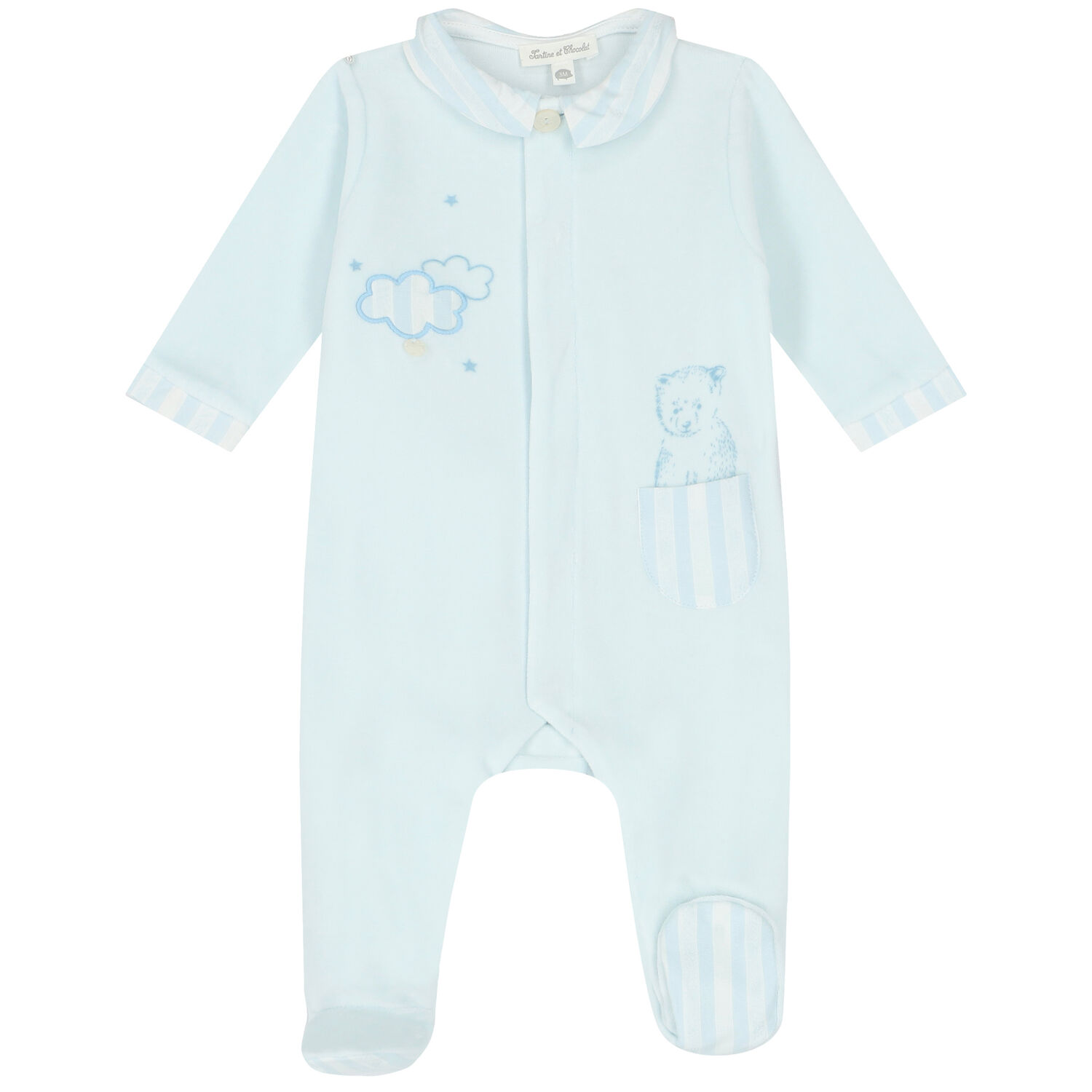 Baby Boys Blue Bear Babygrow, 2, hi-res