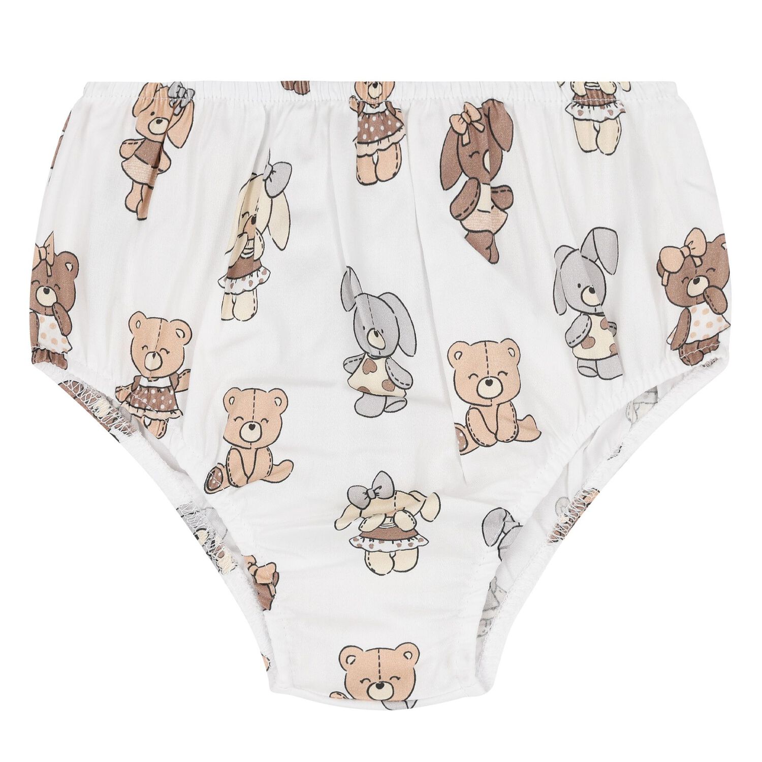 Baby Girls White Teddy Bear Dress Set, 3, hi-res