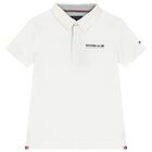 Boys White Logo Polo Shirt, 1, hi-res