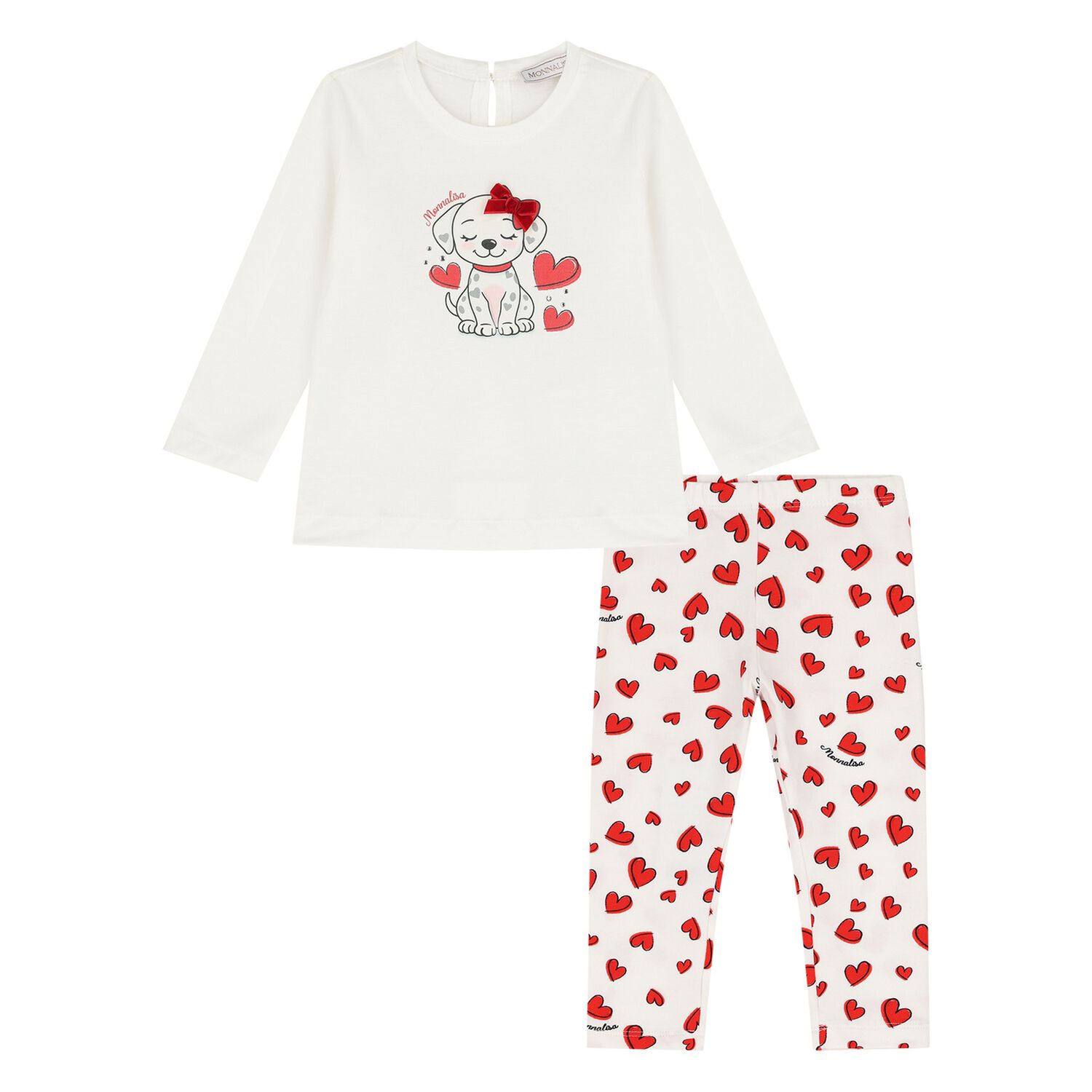 Younger Girls White & Red Leggings Set, 1, hi-res