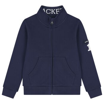 Boys Navy Blue Logo Zip Up Top