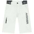 Boys White Logo Shorts, 1, hi-res