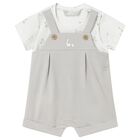 White & Grey Baby Romper, 1, hi-res