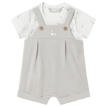 White & Grey Baby Romper
