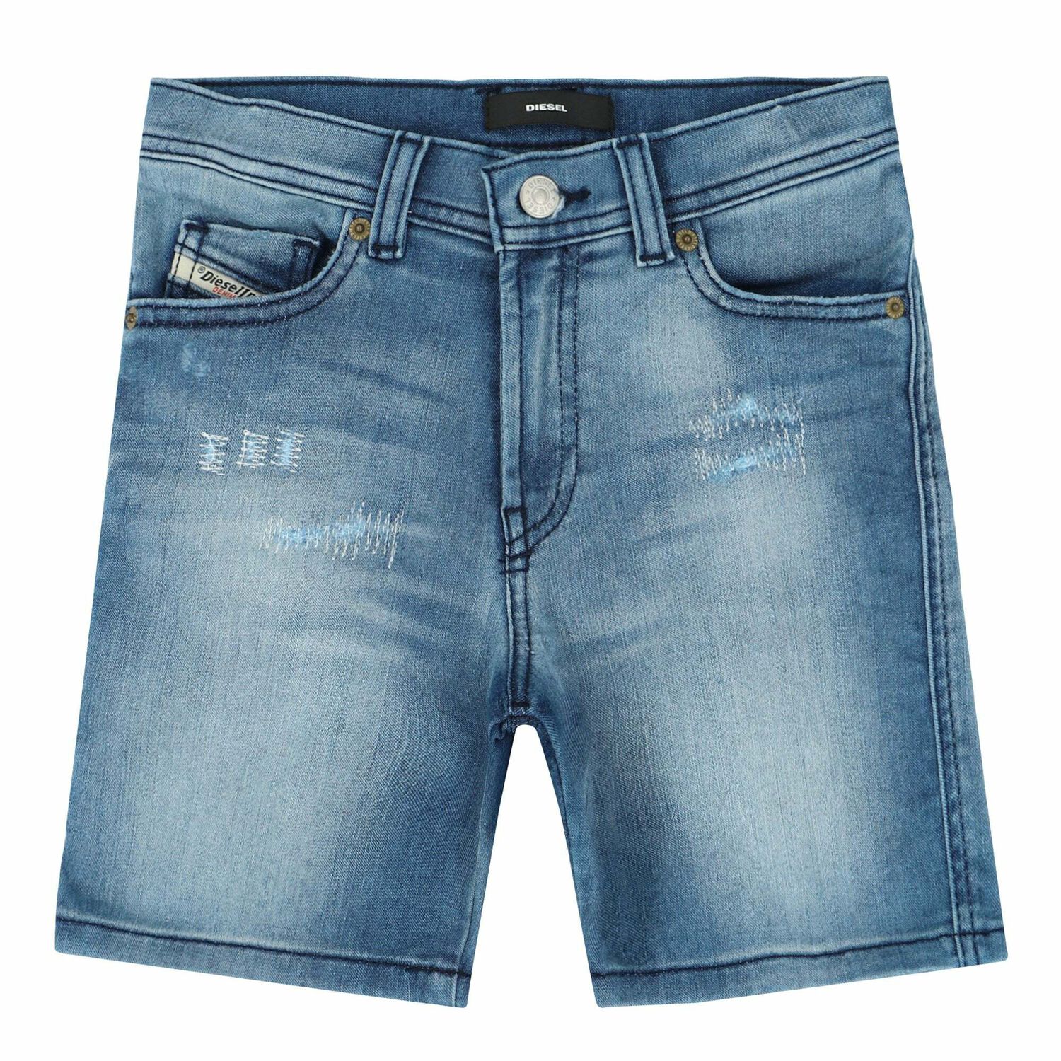 Boys Blue Denim Shorts, 1, hi-res