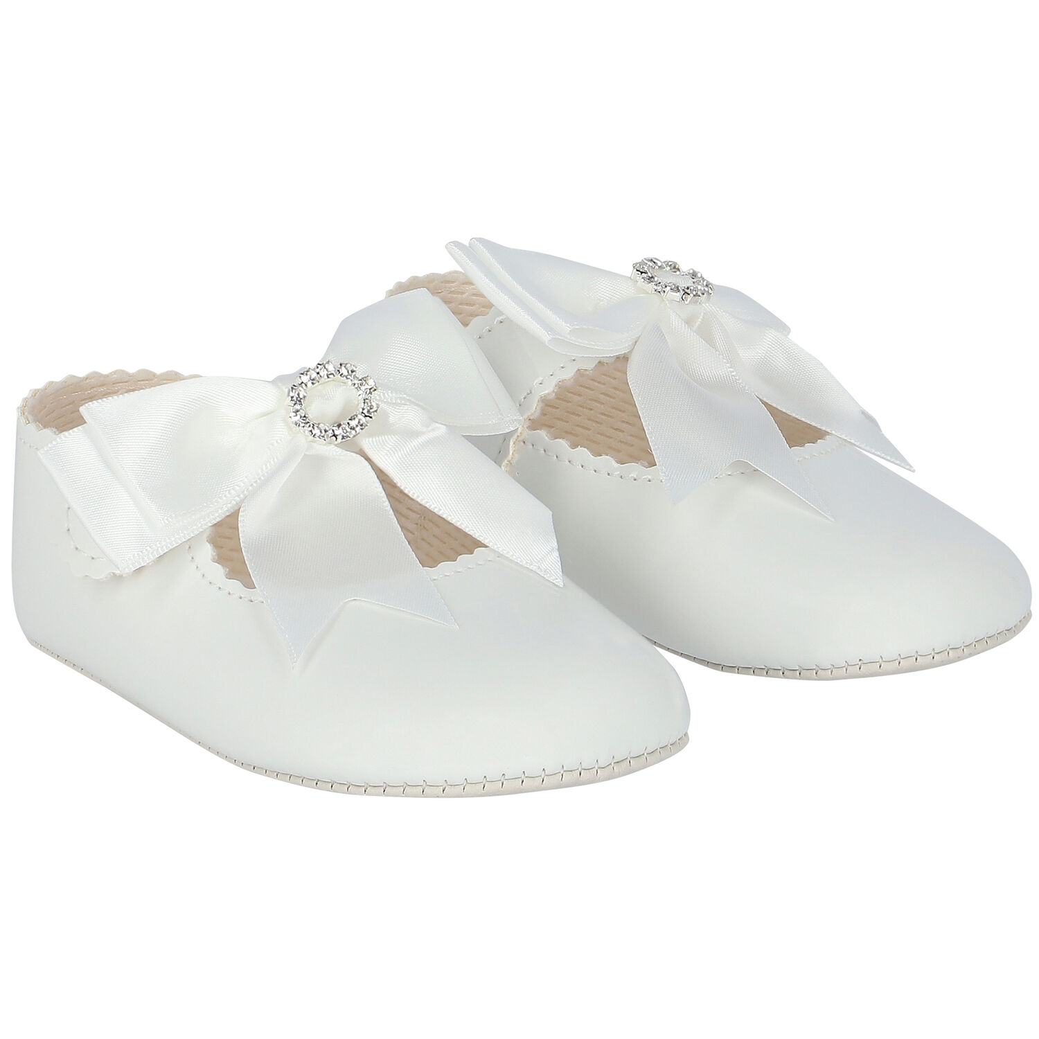 Baby Girls White Leather Pre Walker Shoes, 3, hi-res