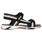 Boys Black Logo Sandals, 1, hi-res