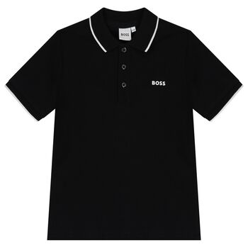 Boys Black Logo Polo Shirt