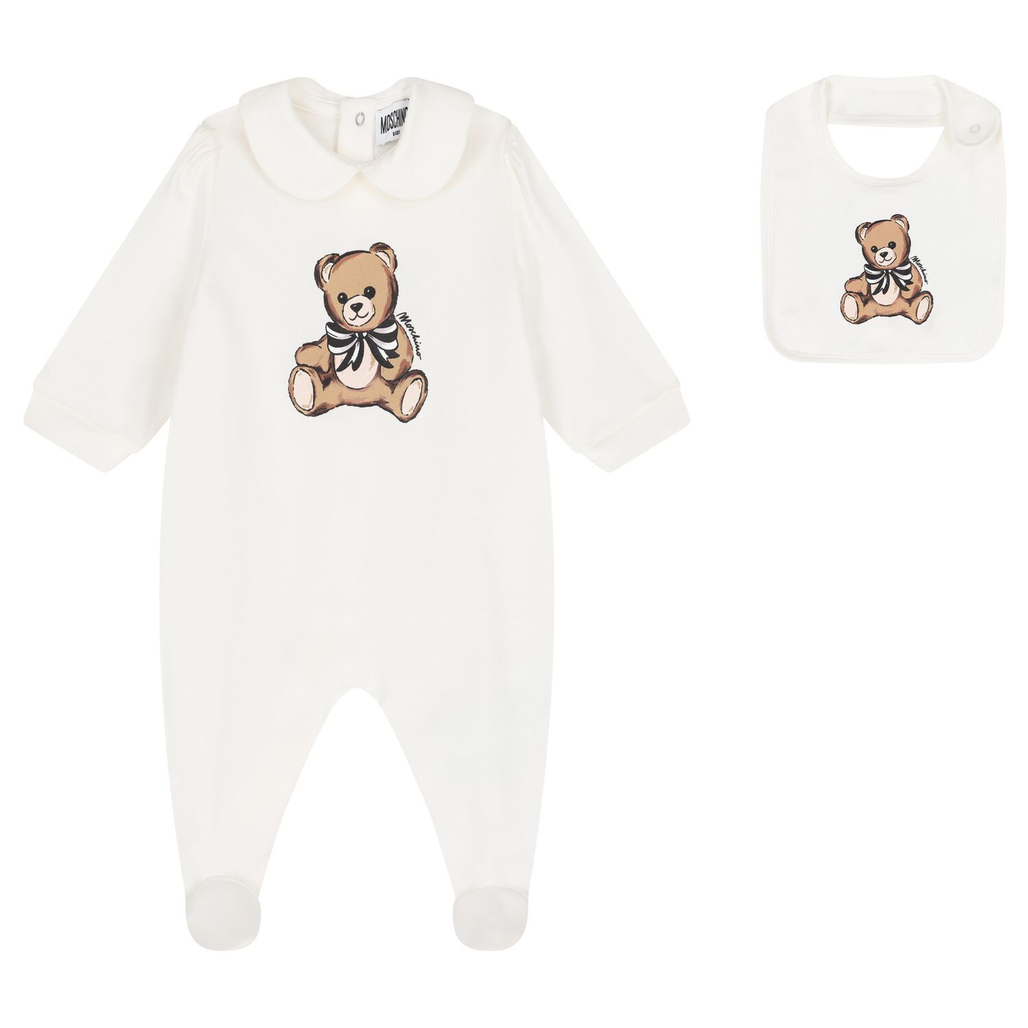 Baby Girls White Teddy Bear Logo Babygrow Gift Set, 2, hi-res
