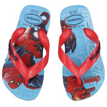 Boys Blue Marvel Logo Flip Flops