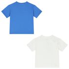 Younger Boys Blue & White T-Shirts ( 2-Pack ), 1, hi-res