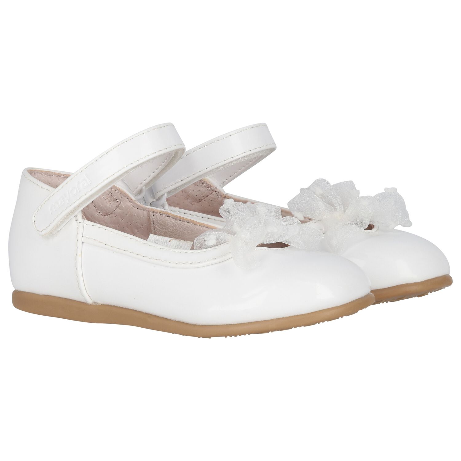 Younger Girls White Patent Shoes, 1, hi-res image number null