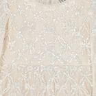 Girls Ivory Bow Lattice Sequin Cape Dress, 1, hi-res