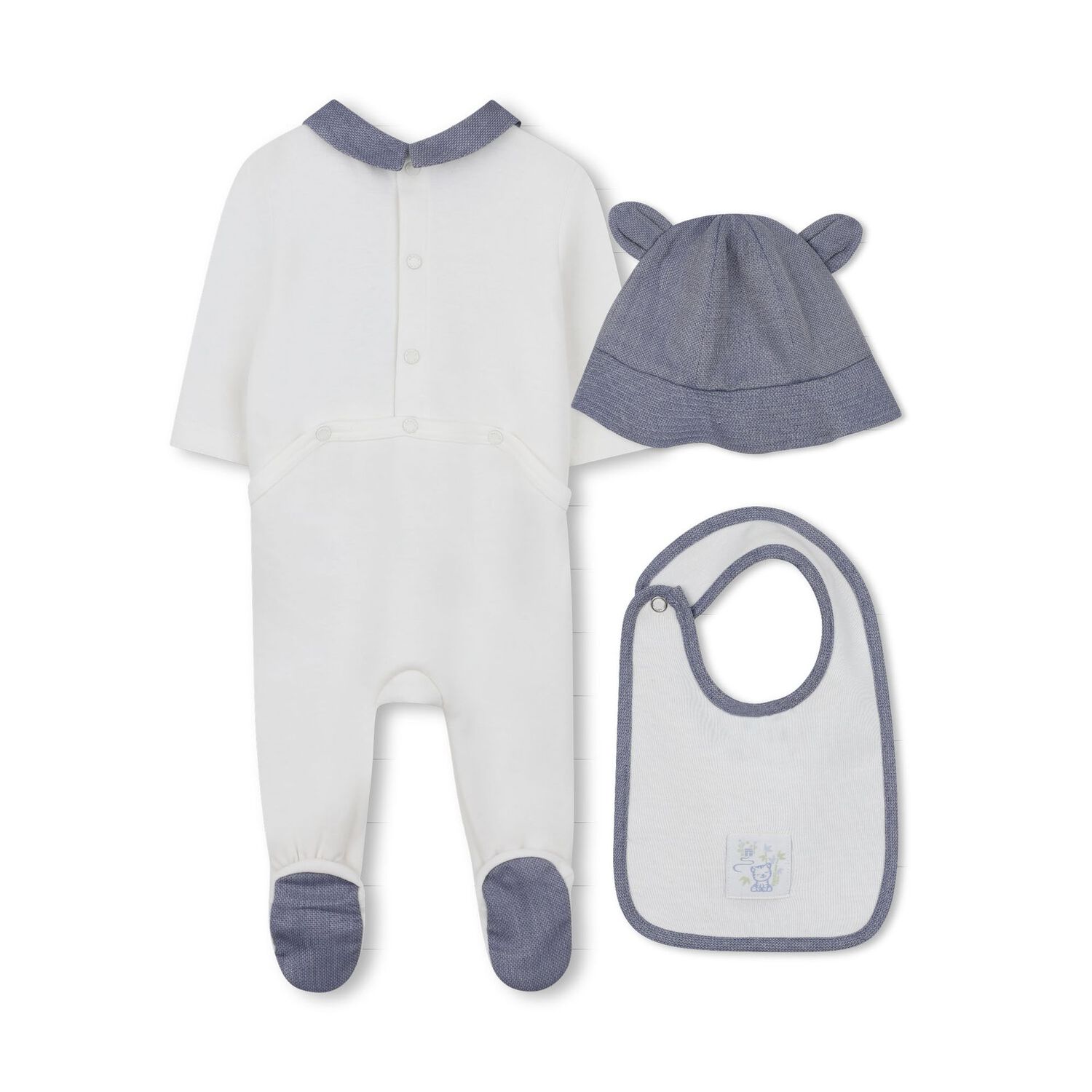 Baby Boys White & Blue Logo Babygrow Gift Set, 1, hi-res