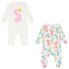 Baby Girls Ivory Shooting Stars Babygrows ( 2-Pack ), 1, hi-res