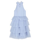 Girls Blue Tulle Dress, 1, hi-res
