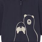 Younger Boys Navy Blue Polar Animals Hooded Zip Up Top, 1, hi-res