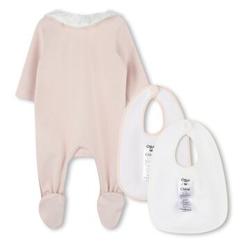 Baby Girls Pink & Ivory Babygrow Gift Set