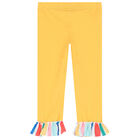 Girls Yellow Stripe Leggings Set, 1, hi-res