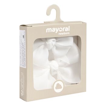 Girls White Bow Headband set