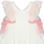 Younger Girls White & Pink Tulle Lace Dress, 1, hi-res