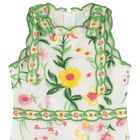 Girls White & Green Embroidered Floral Dress, 1, hi-res