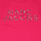 Girls Pink Embellished Logo Dress, 1, hi-res