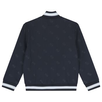 Boys Navy Blue Logo Zip Up Top