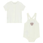 Ivory Dungarees Baby Set, 1, hi-res