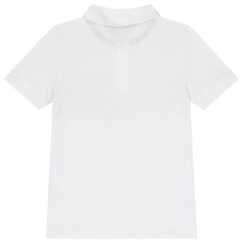 Boys White Logo Polo Shirt, 1 Boys White Logo Polo Shirt