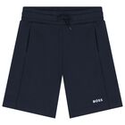 Boys Blue Logo Shorts Set, 1, hi-res