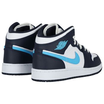 Blue & White Air Jordan 1 Mid Trainers
